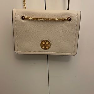 Tory Burch white with hood hand bag